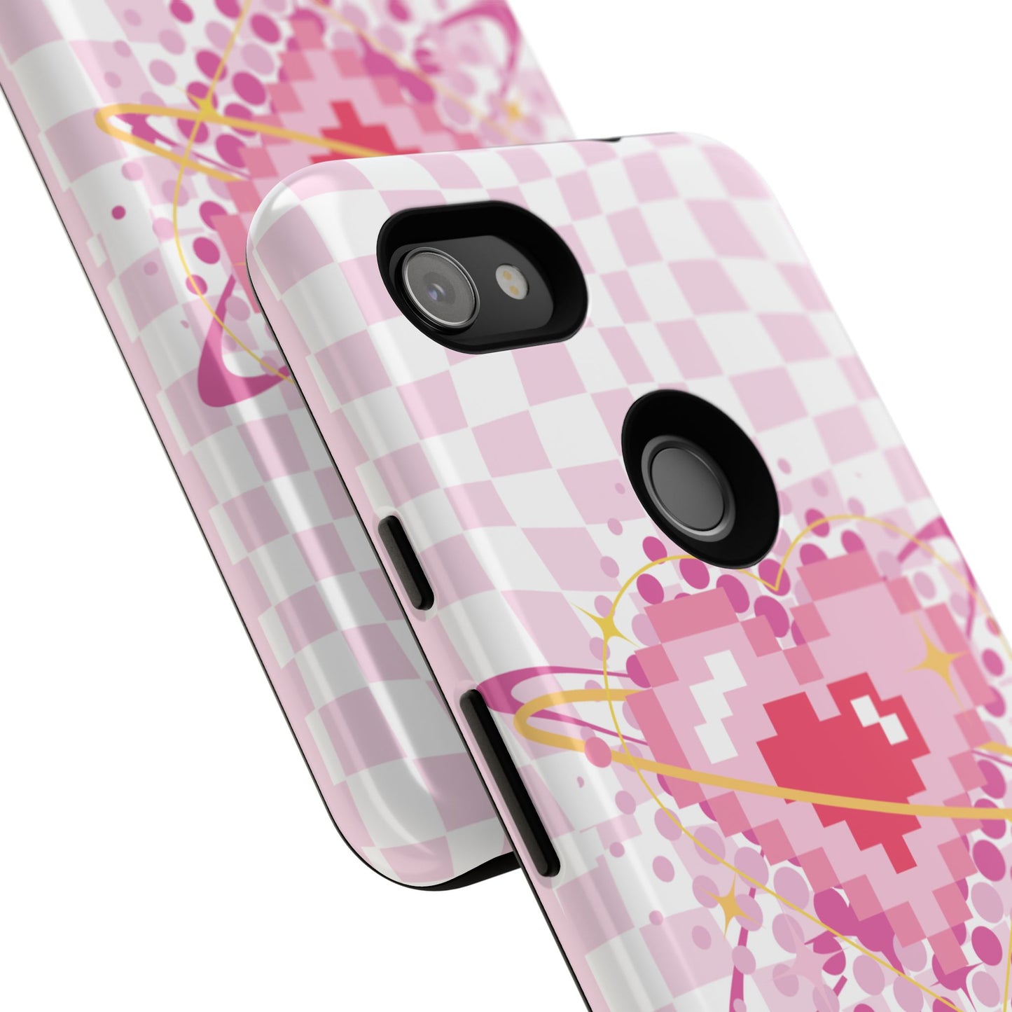 Pixel Heart Phone Case, Cute Phone Cover, Retro Gamer Gift, Valentine's Day Gift, Trendy Tech Accessory, Soft Pink Design