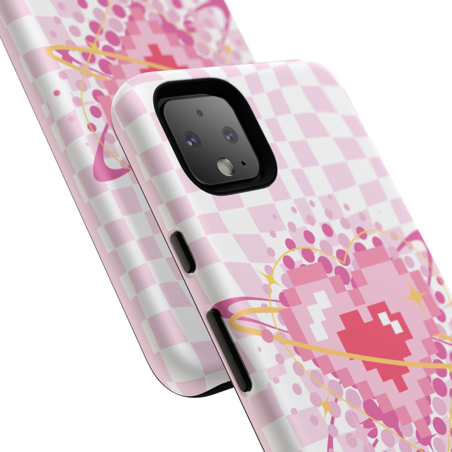 Pixel Heart Phone Case, Cute Phone Cover, Retro Gamer Gift, Valentine's Day Gift, Trendy Tech Accessory, Soft Pink Design