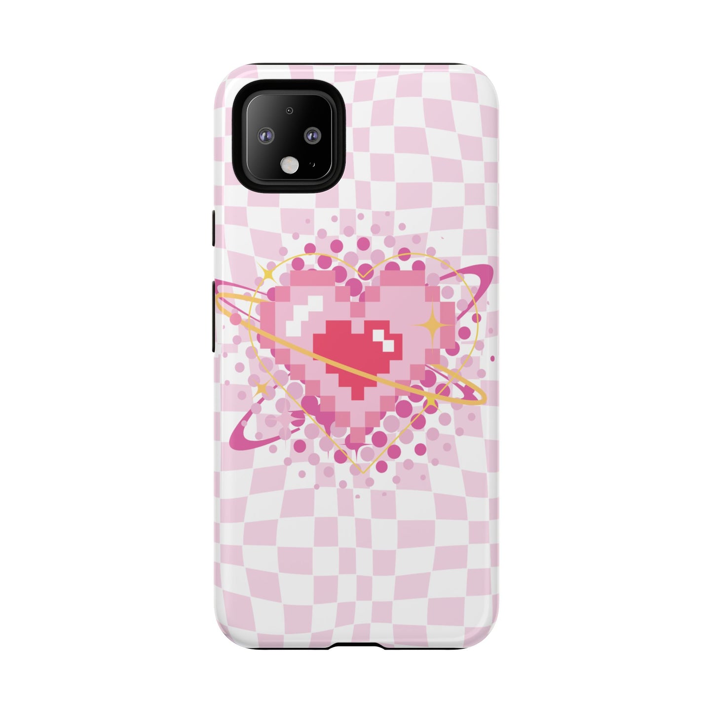 Pixel Heart Phone Case, Cute Phone Cover, Retro Gamer Gift, Valentine's Day Gift, Trendy Tech Accessory, Soft Pink Design