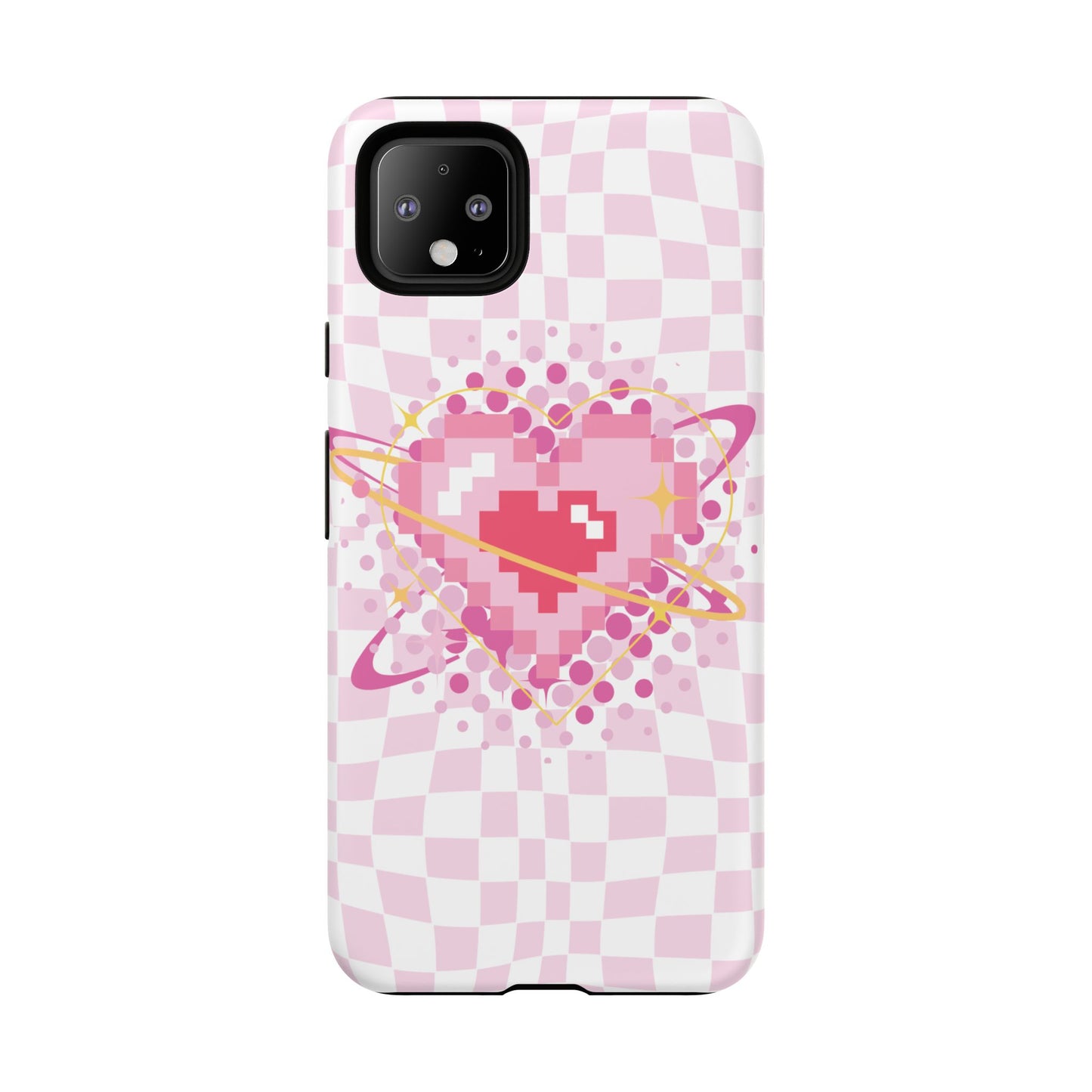 Pixel Heart Phone Case, Cute Phone Cover, Retro Gamer Gift, Valentine's Day Gift, Trendy Tech Accessory, Soft Pink Design