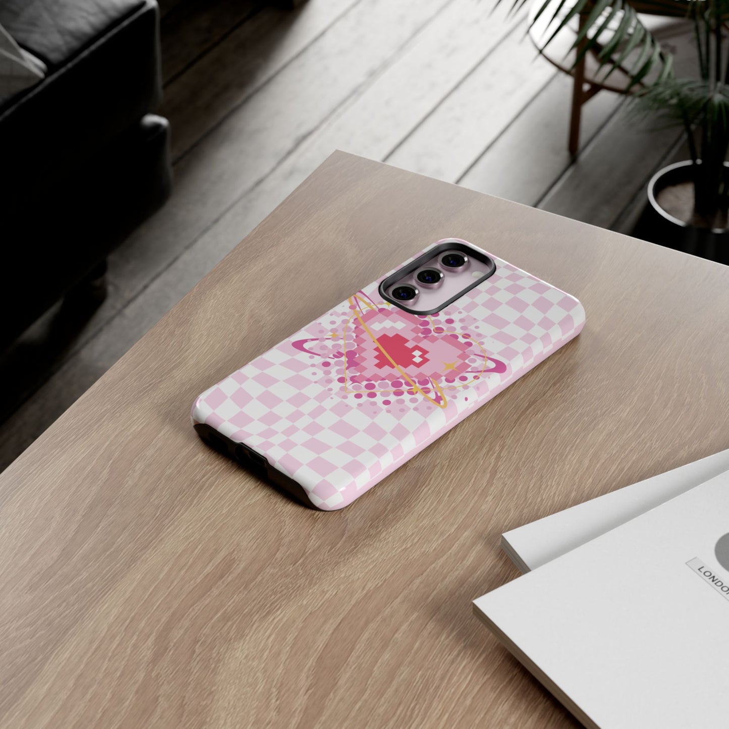 Pixel Heart Phone Case, Cute Phone Cover, Retro Gamer Gift, Valentine's Day Gift, Trendy Tech Accessory, Soft Pink Design