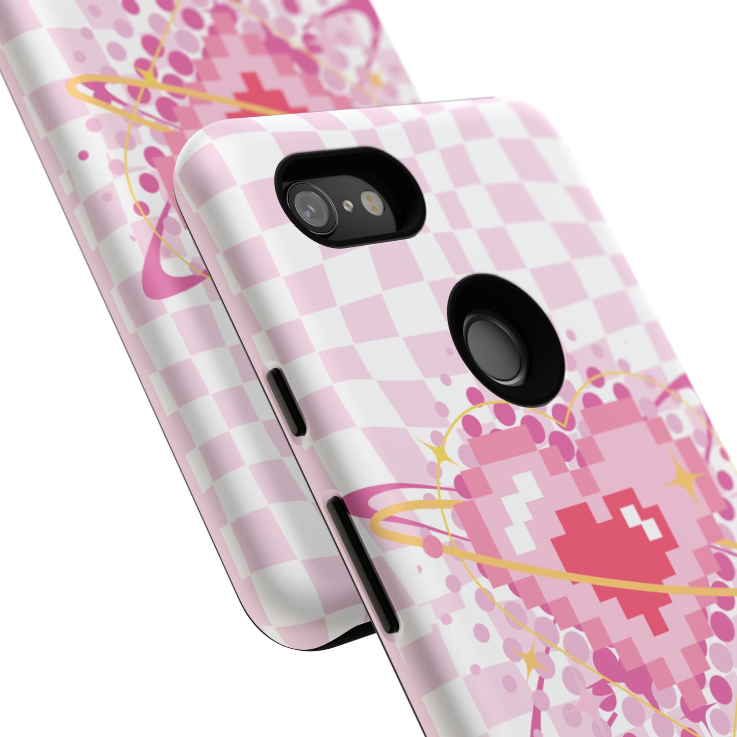Pixel Heart Phone Case, Cute Phone Cover, Retro Gamer Gift, Valentine's Day Gift, Trendy Tech Accessory, Soft Pink Design