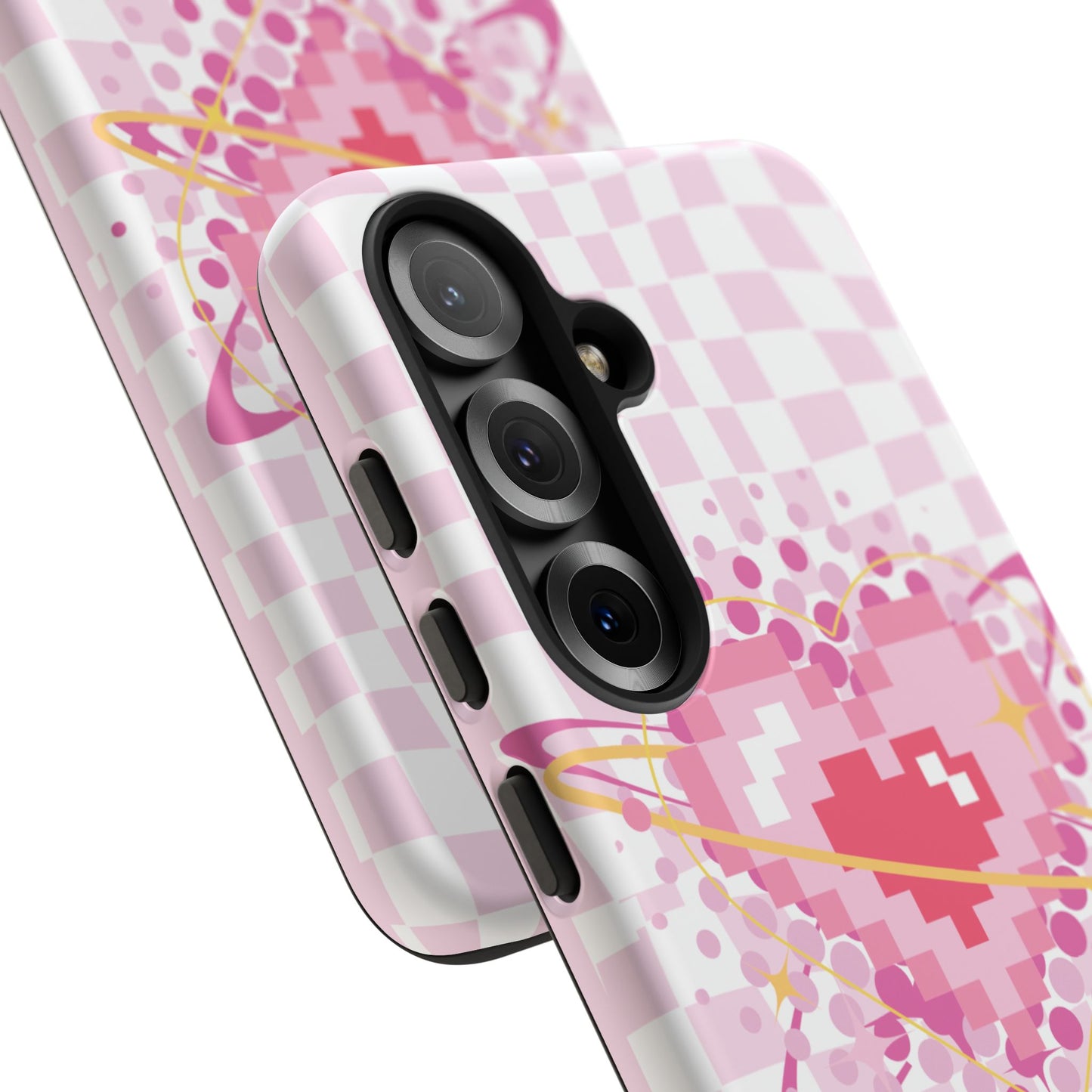 Pixel Heart Phone Case, Cute Phone Cover, Retro Gamer Gift, Valentine's Day Gift, Trendy Tech Accessory, Soft Pink Design