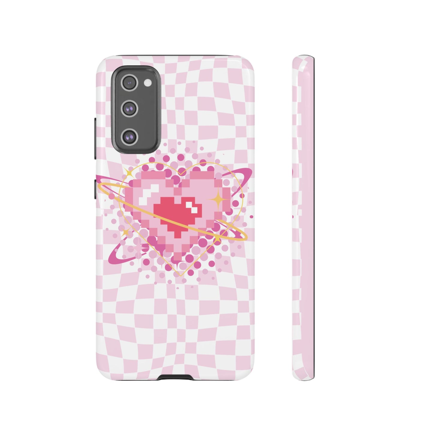 Pixel Heart Phone Case, Cute Phone Cover, Retro Gamer Gift, Valentine's Day Gift, Trendy Tech Accessory, Soft Pink Design