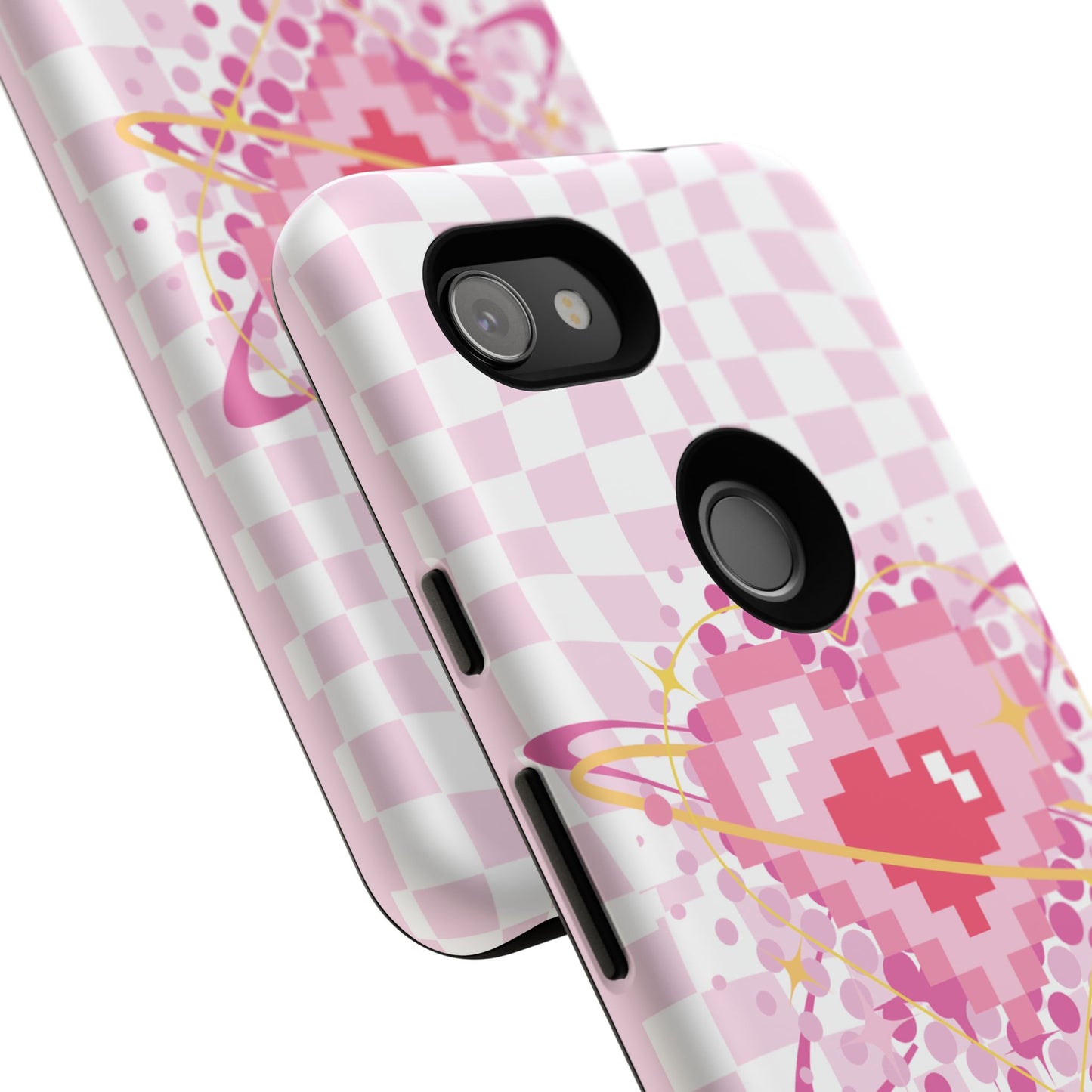 Pixel Heart Phone Case, Cute Phone Cover, Retro Gamer Gift, Valentine's Day Gift, Trendy Tech Accessory, Soft Pink Design