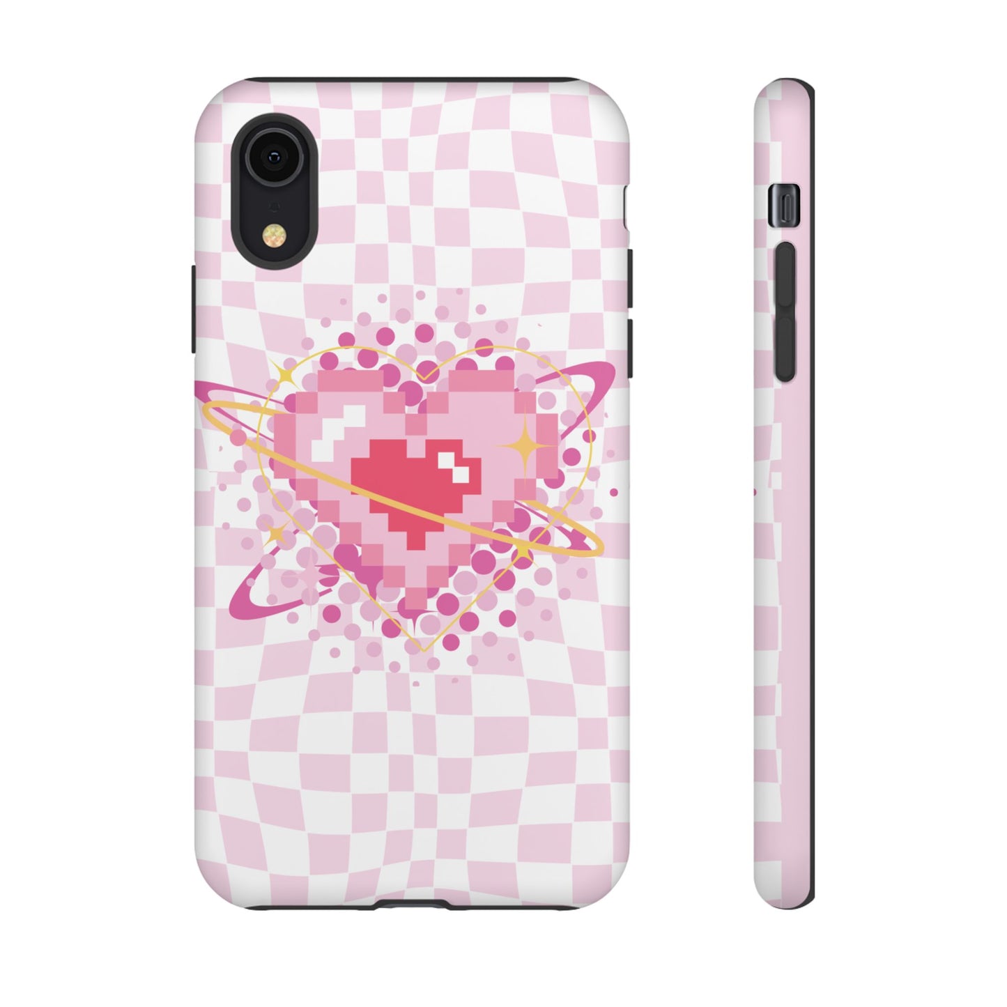Pixel Heart Phone Case, Cute Phone Cover, Retro Gamer Gift, Valentine's Day Gift, Trendy Tech Accessory, Soft Pink Design