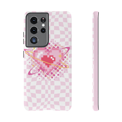 Pixel Heart Phone Case, Cute Phone Cover, Retro Gamer Gift, Valentine's Day Gift, Trendy Tech Accessory, Soft Pink Design