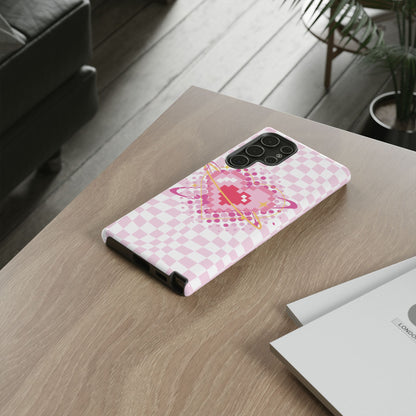 Pixel Heart Phone Case, Cute Phone Cover, Retro Gamer Gift, Valentine's Day Gift, Trendy Tech Accessory, Soft Pink Design