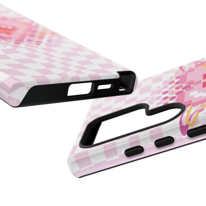 Pixel Heart Phone Case, Cute Phone Cover, Retro Gamer Gift, Valentine's Day Gift, Trendy Tech Accessory, Soft Pink Design
