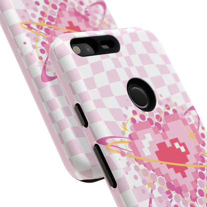 Pixel Heart Phone Case, Cute Phone Cover, Retro Gamer Gift, Valentine's Day Gift, Trendy Tech Accessory, Soft Pink Design