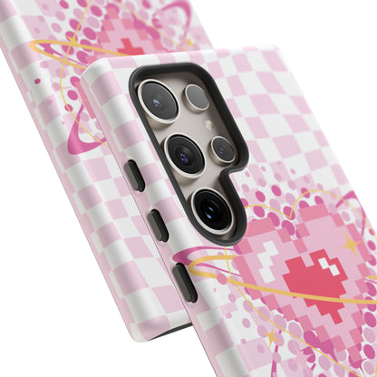 Pixel Heart Phone Case, Cute Phone Cover, Retro Gamer Gift, Valentine's Day Gift, Trendy Tech Accessory, Soft Pink Design