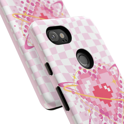 Pixel Heart Phone Case, Cute Phone Cover, Retro Gamer Gift, Valentine's Day Gift, Trendy Tech Accessory, Soft Pink Design