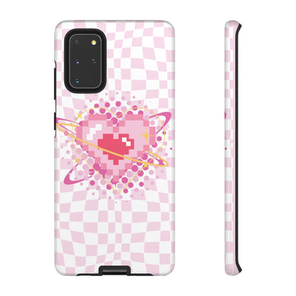 Pixel Heart Phone Case, Cute Phone Cover, Retro Gamer Gift, Valentine's Day Gift, Trendy Tech Accessory, Soft Pink Design