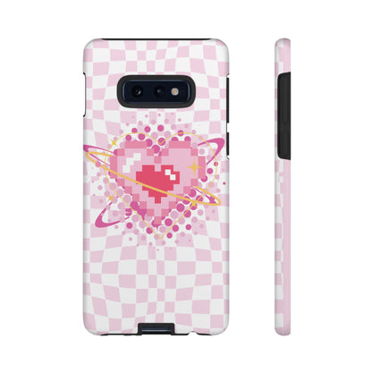 Pixel Heart Phone Case, Cute Phone Cover, Retro Gamer Gift, Valentine's Day Gift, Trendy Tech Accessory, Soft Pink Design