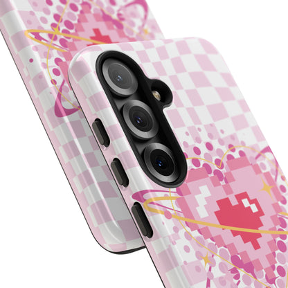 Pixel Heart Phone Case, Cute Phone Cover, Retro Gamer Gift, Valentine's Day Gift, Trendy Tech Accessory, Soft Pink Design