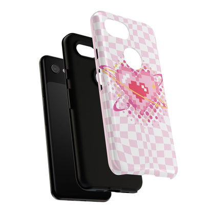 Pixel Heart Phone Case, Cute Phone Cover, Retro Gamer Gift, Valentine's Day Gift, Trendy Tech Accessory, Soft Pink Design