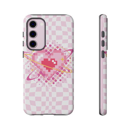 Pixel Heart Phone Case, Cute Phone Cover, Retro Gamer Gift, Valentine's Day Gift, Trendy Tech Accessory, Soft Pink Design
