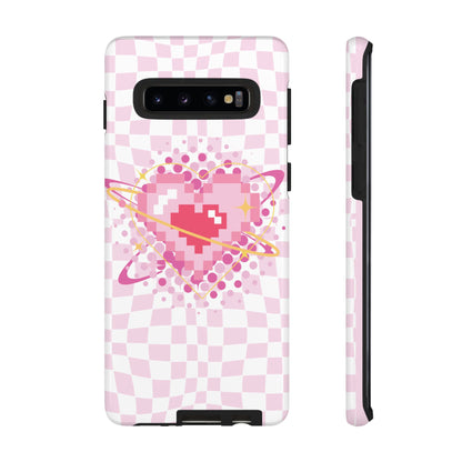Pixel Heart Phone Case, Cute Phone Cover, Retro Gamer Gift, Valentine's Day Gift, Trendy Tech Accessory, Soft Pink Design