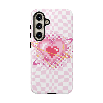 Pixel Heart Phone Case, Cute Phone Cover, Retro Gamer Gift, Valentine's Day Gift, Trendy Tech Accessory, Soft Pink Design