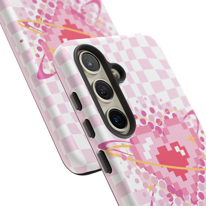 Pixel Heart Phone Case, Cute Phone Cover, Retro Gamer Gift, Valentine's Day Gift, Trendy Tech Accessory, Soft Pink Design