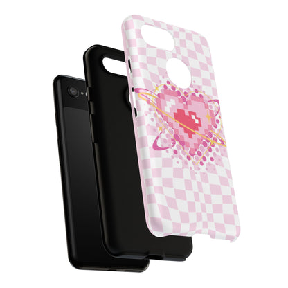 Pixel Heart Phone Case, Cute Phone Cover, Retro Gamer Gift, Valentine's Day Gift, Trendy Tech Accessory, Soft Pink Design