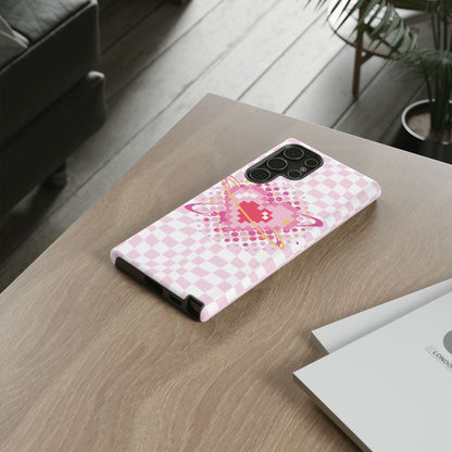 Pixel Heart Phone Case, Cute Phone Cover, Retro Gamer Gift, Valentine's Day Gift, Trendy Tech Accessory, Soft Pink Design