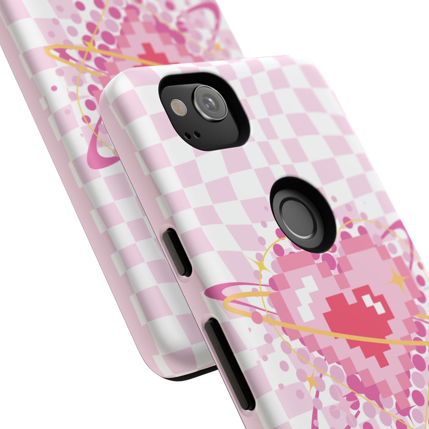 Pixel Heart Phone Case, Cute Phone Cover, Retro Gamer Gift, Valentine's Day Gift, Trendy Tech Accessory, Soft Pink Design