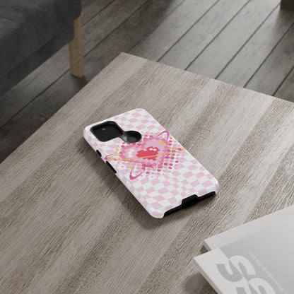 Pixel Heart Phone Case, Cute Phone Cover, Retro Gamer Gift, Valentine's Day Gift, Trendy Tech Accessory, Soft Pink Design