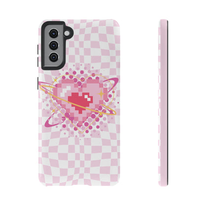 Pixel Heart Phone Case, Cute Phone Cover, Retro Gamer Gift, Valentine's Day Gift, Trendy Tech Accessory, Soft Pink Design