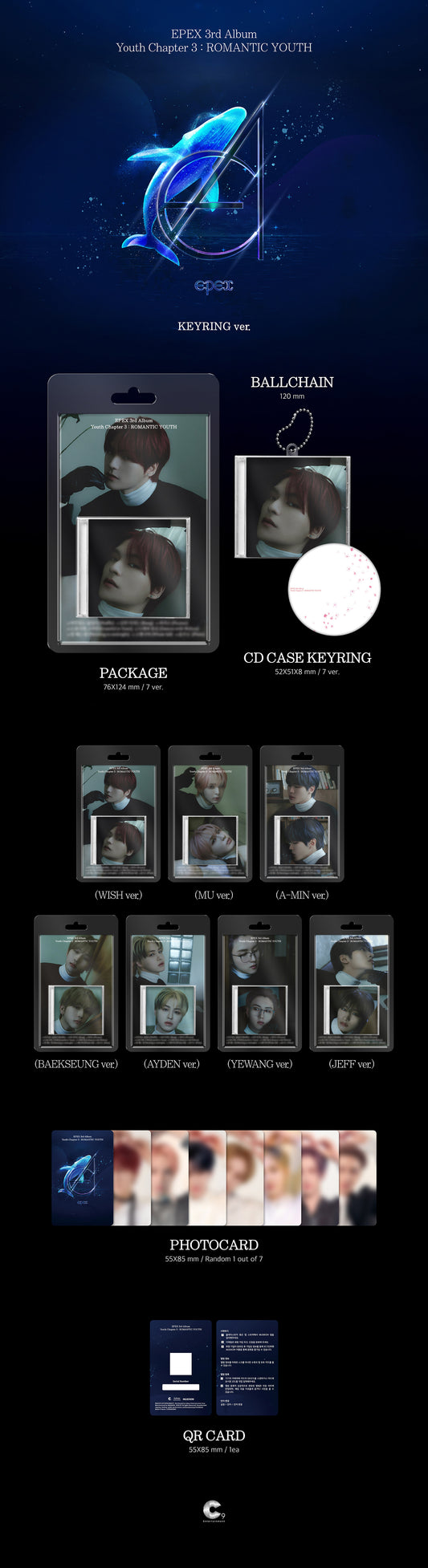 (PRE-ORDER) EPEX 3rd Album: YOUTH CHAPTER 3 Romantic Youth Keyring (RANDOM)
