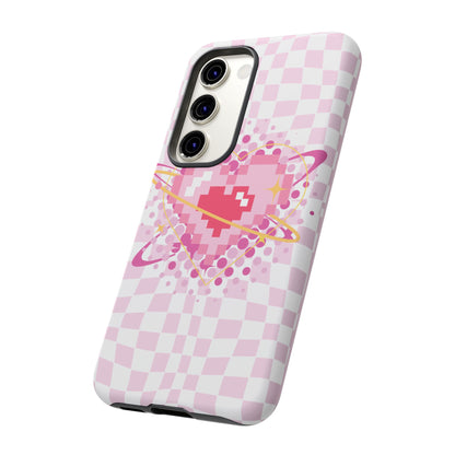 Pixel Heart Phone Case, Cute Phone Cover, Retro Gamer Gift, Valentine's Day Gift, Trendy Tech Accessory, Soft Pink Design