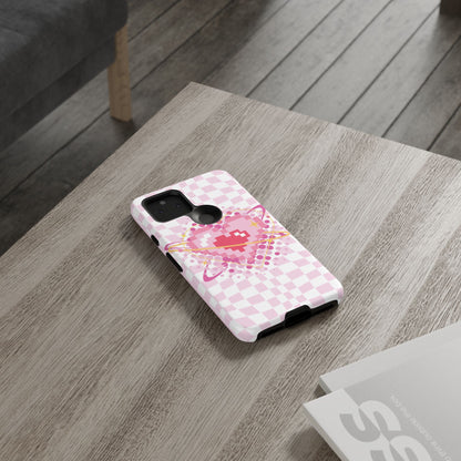 Pixel Heart Phone Case, Cute Phone Cover, Retro Gamer Gift, Valentine's Day Gift, Trendy Tech Accessory, Soft Pink Design