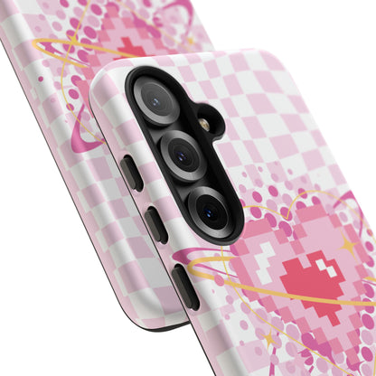 Pixel Heart Phone Case, Cute Phone Cover, Retro Gamer Gift, Valentine's Day Gift, Trendy Tech Accessory, Soft Pink Design