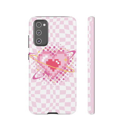 Pixel Heart Phone Case, Cute Phone Cover, Retro Gamer Gift, Valentine's Day Gift, Trendy Tech Accessory, Soft Pink Design